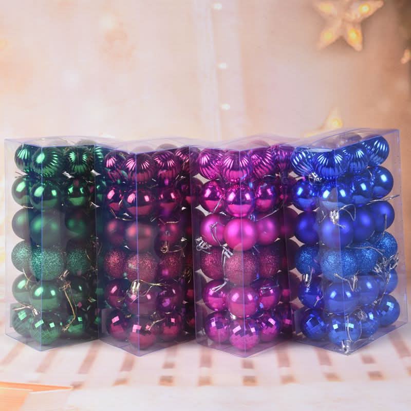 Decoração De Natal / 4cm 36 Peças Bolas Coloridas De Natal Com Glitter